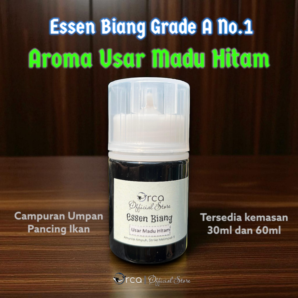Orca Biang Essen USAR MADU HITAM Umpan Pancing Ikan Grade A Kualitas No.1 Kemasan 30ml dan 60ml