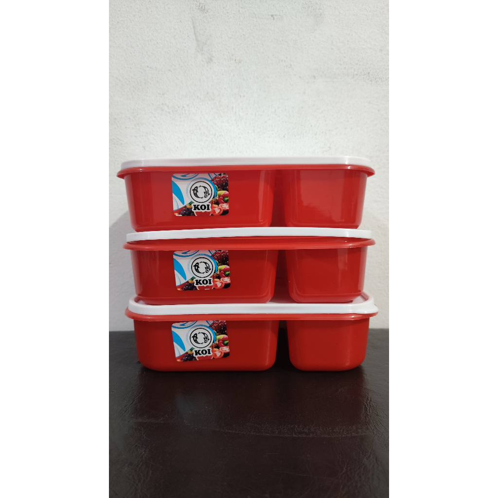 Lunch Box plastik KOI Naruto sekat 3 warna merah dan putih edisi kemerdekaan
