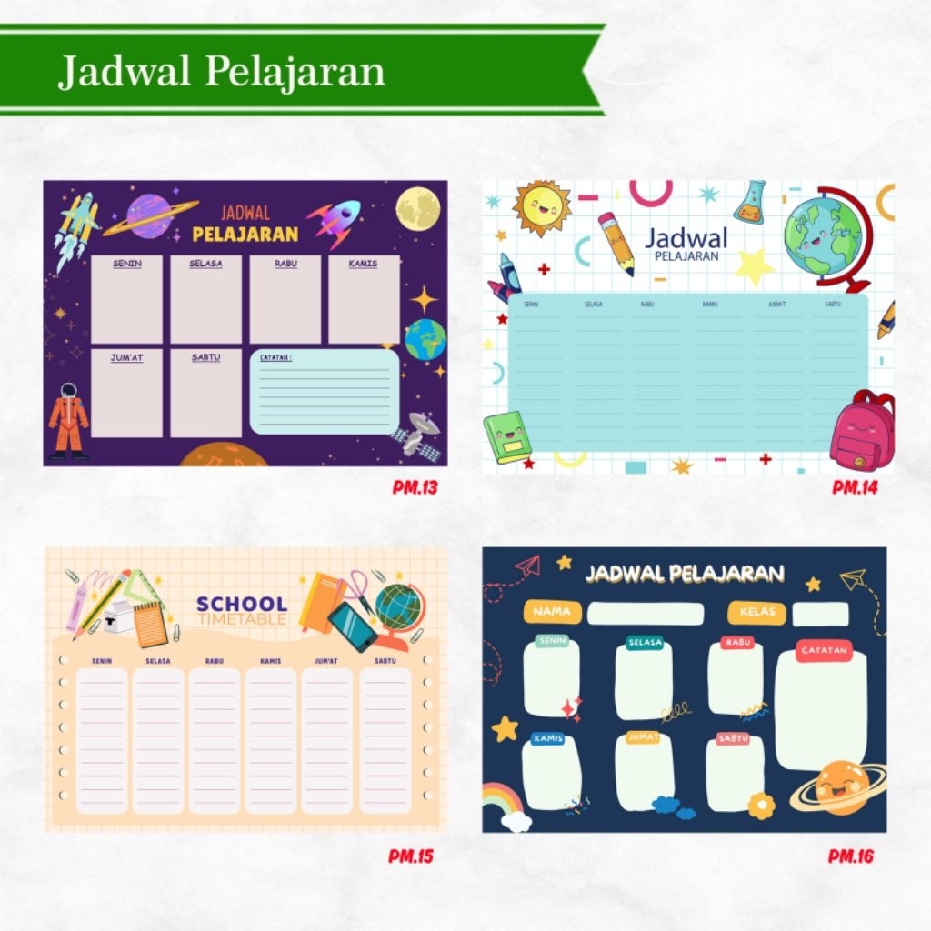 Cetak Poster Jadwal Pelajaran Mapel Mata Pelajaran