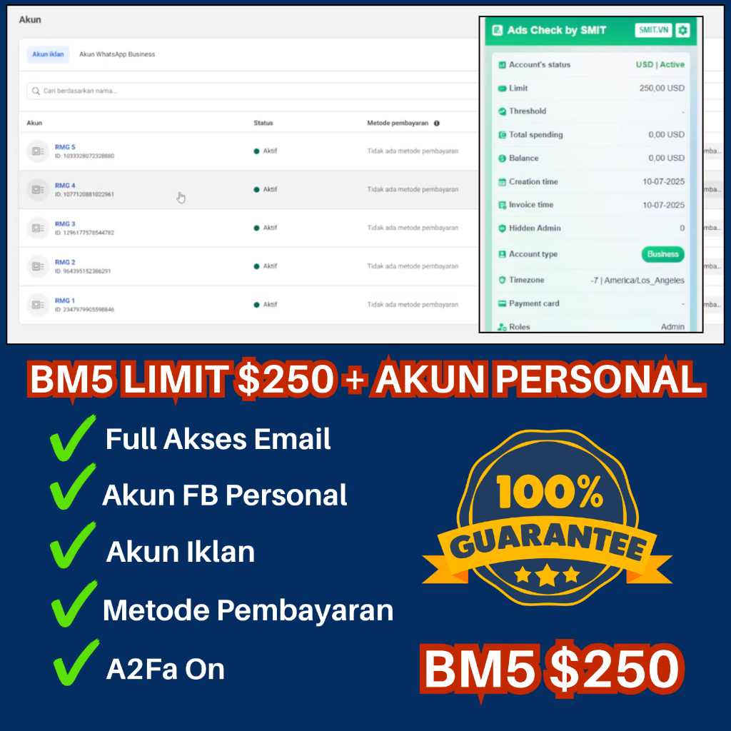 BM1 BM3 BM5 LIMIT $250 4jt/hri + FB PERSONAL BERGARANSI