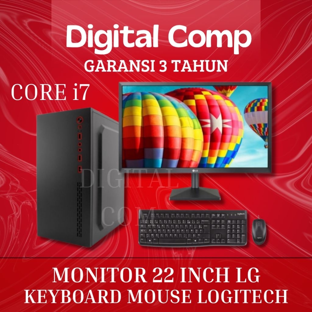 Komputer - Intel Core i7 - Full Set - CPU PC Rakitan - LED 22 INCH LG