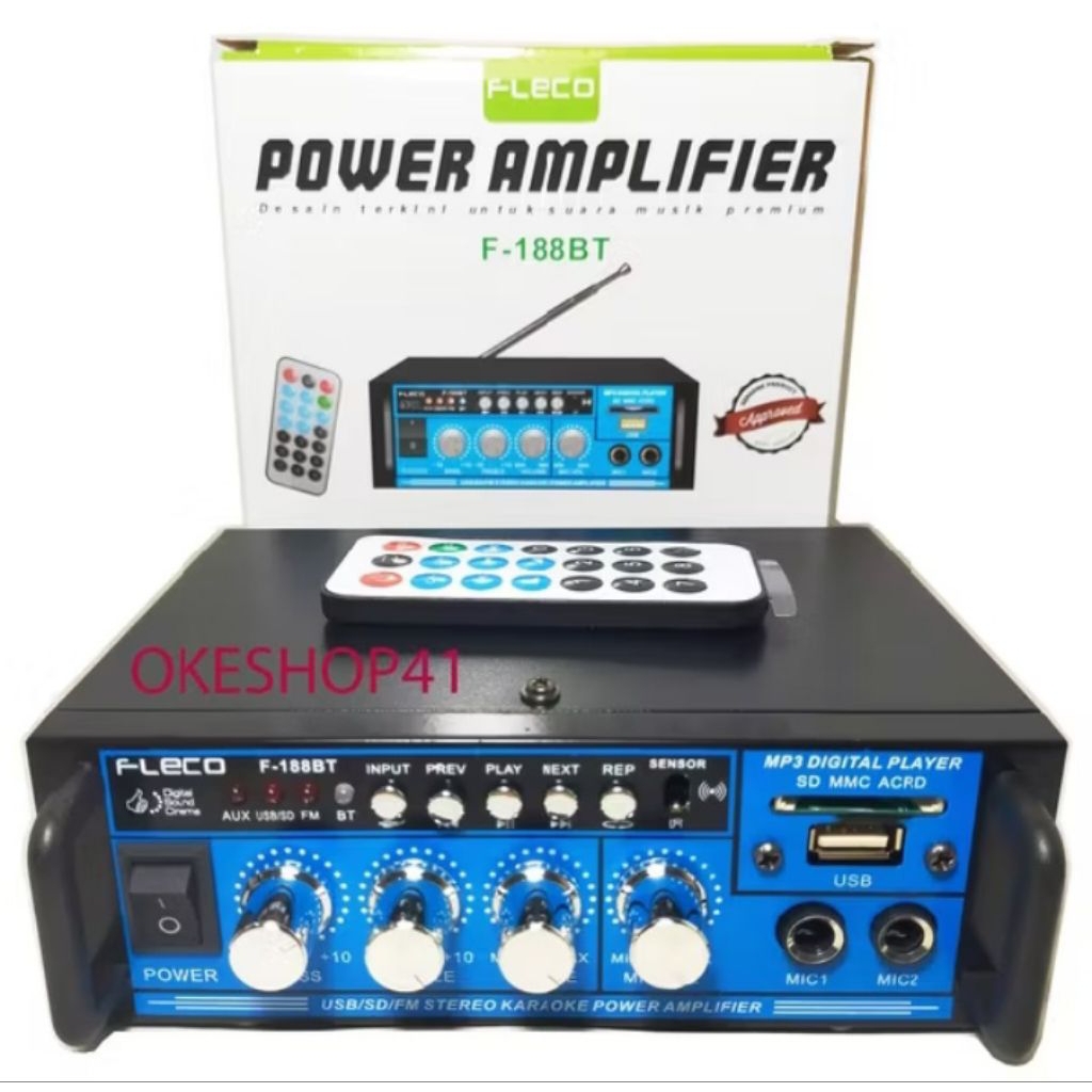 Amplifier Mini Bluetooth Fleco F-188 Power AmpliStereo Karaokee