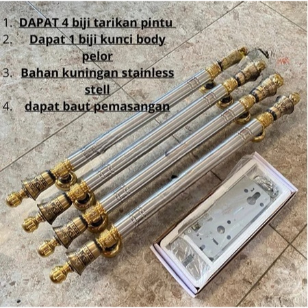 Pull Handle Handel Hendel Tarikan Pegangan Gagang Pintu Rumah Minimalis 4 Pcs Set Kunci Konci Pintu 