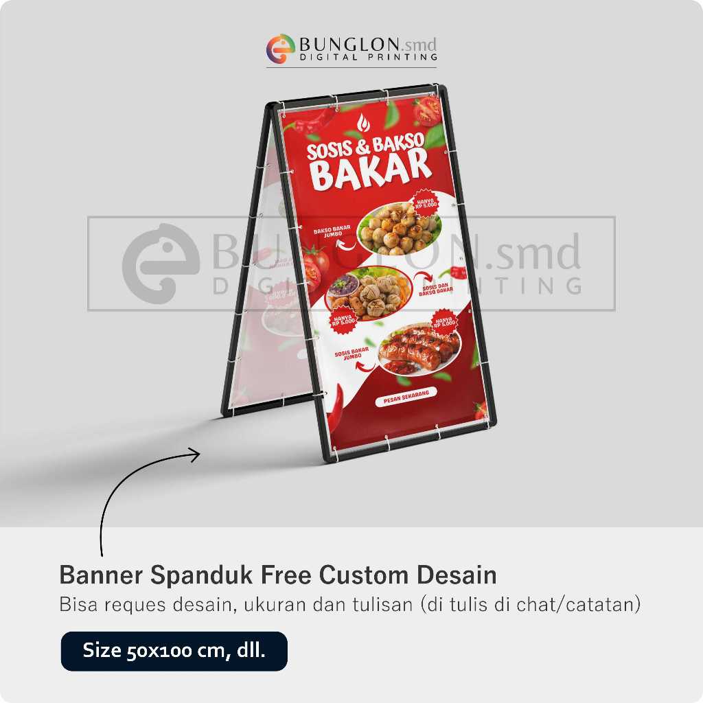 Banner Spanduk Sosis & Bakso Bakar Free Custom Desain