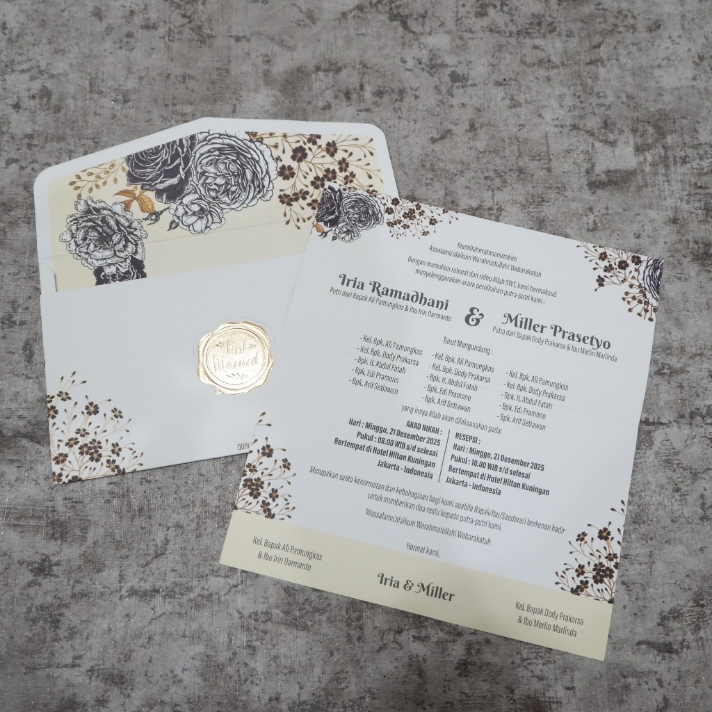 [BISA 10 PCS] Undangan Amplop Rustic Putih Hitam Elegan Softcover Qori SM 11
