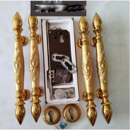 Paket Handle Hendel Handel Gagang Tarikan Pintu Rumah Sawo Kuningan Premium Set Kunci Konci Pintu Ru