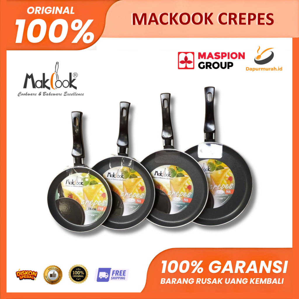 Makcook Wajan Crepes Pan Pembuat Kulit Lumpia Teflon Datar  Anti Lengket Warna -DM