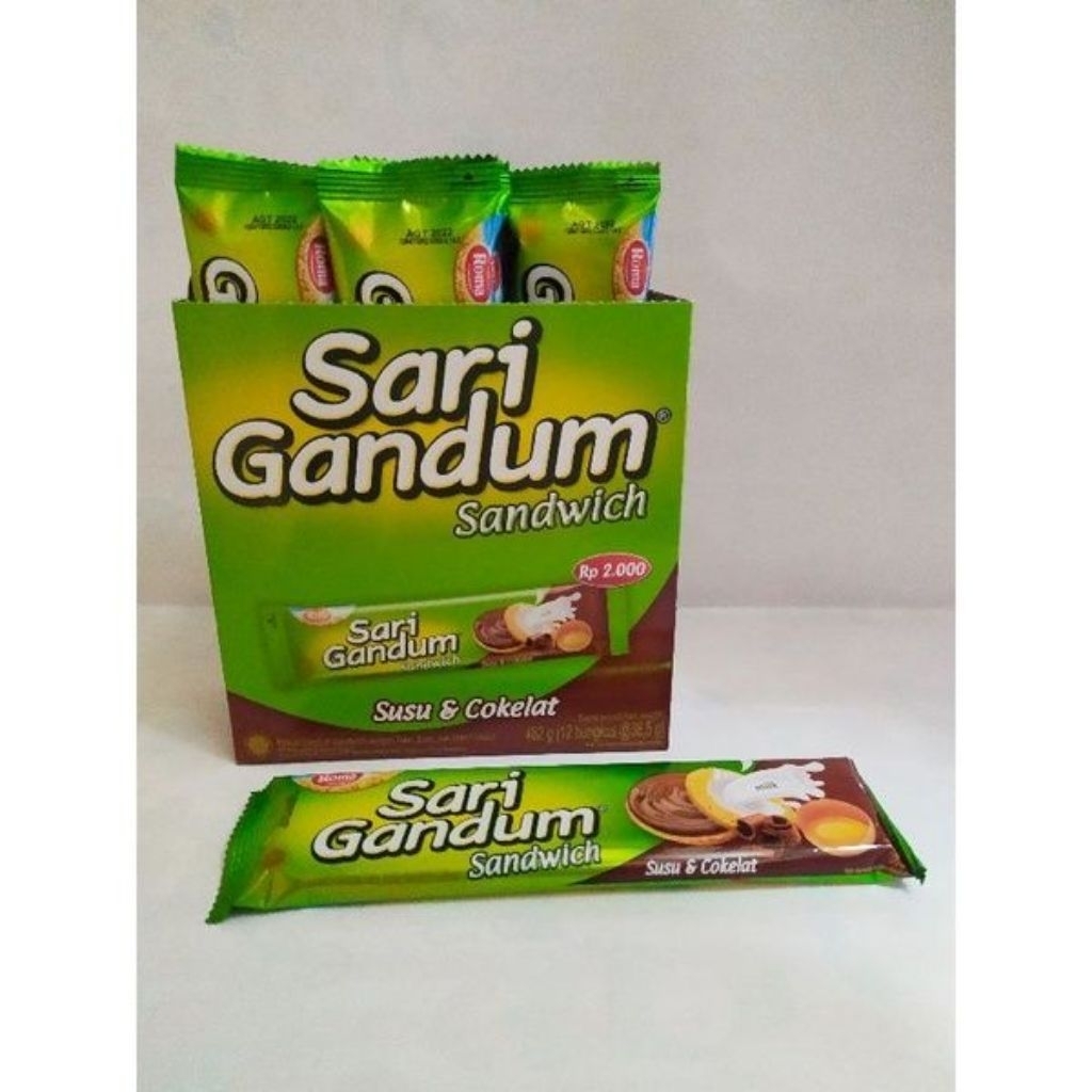 

Roma sari gandum coklat isi 12 sachet