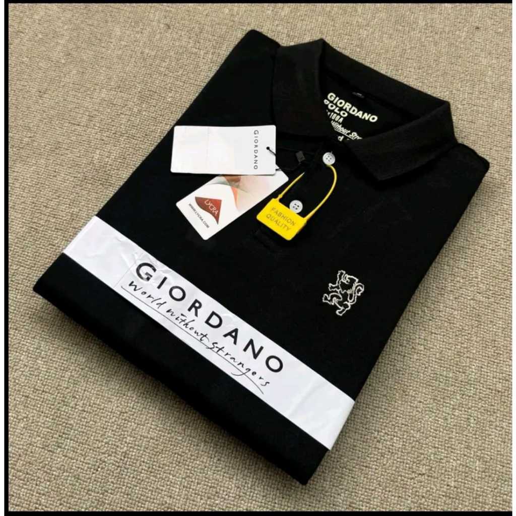 Kaos Kerah Giordano 3D Lion Kaos Polo Shirt Black Kaos Kerah Pria LION Premium / Polo Shirt Pria