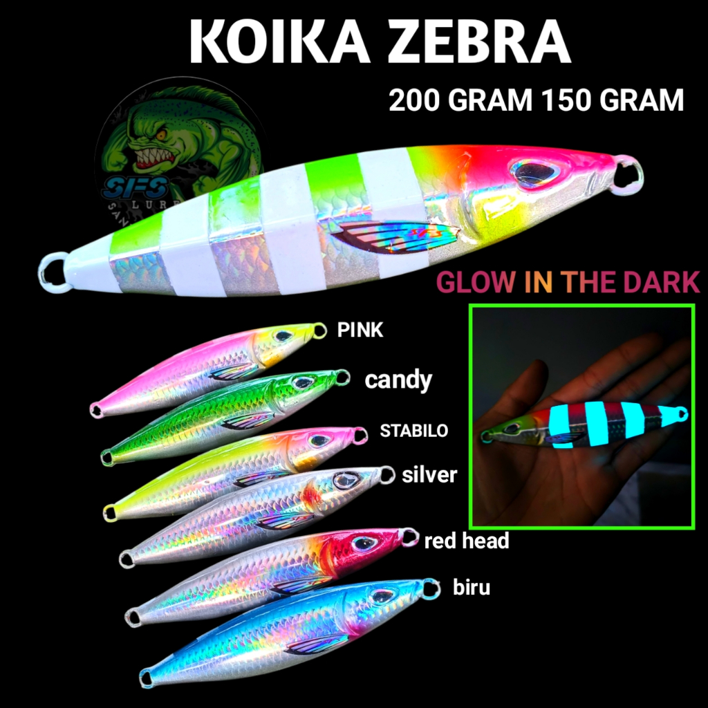 Umpan Metal jig 200gram 150gram Koika zebra micro jig metal jig assist hook jig KZG