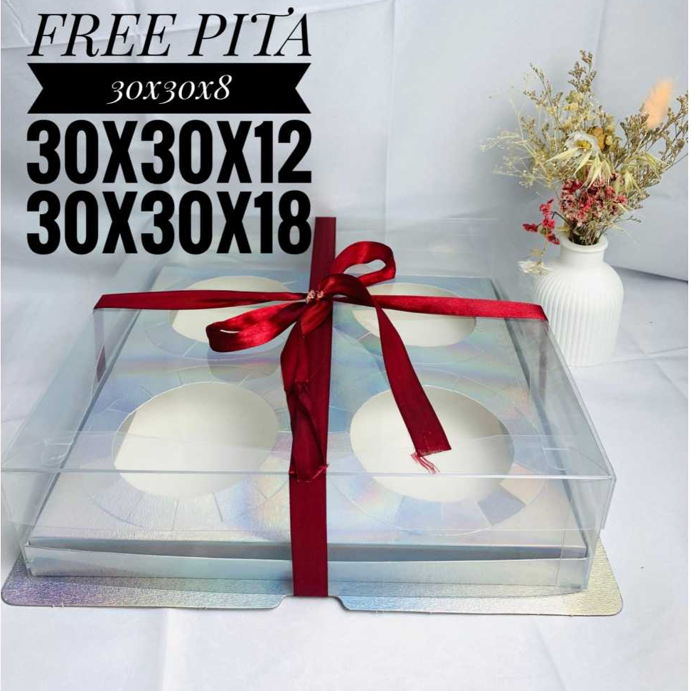 

Kotak Kue/Box Mika/Cake Box 30x30/TUTUP MIKA/Box Puding/Mika Transparan PET/Kotak Cupcake/Toples
