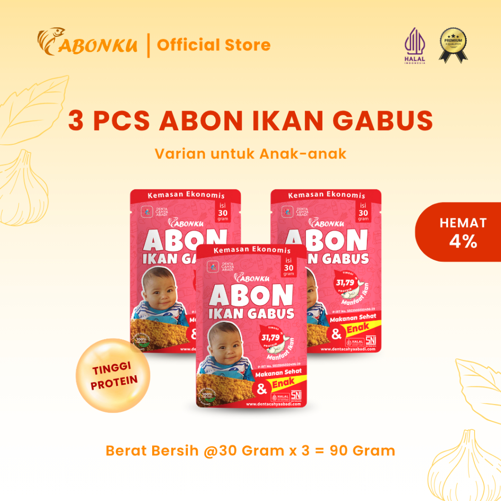 

Abonku Abon Ikan Gabus Asli Abon Ikan Anak Tanpa Pengawet 90 Gram Paket Hemat 3 pcs