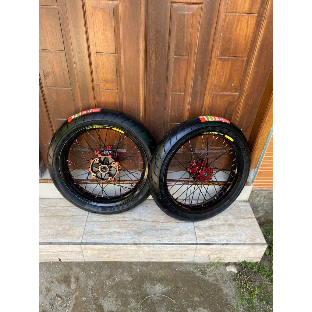 Paket Velg Supermoto CRF Ban Maxxis Baru Velg Ukur 250/300 dan 300/350 Custome Takasago Excel Asia