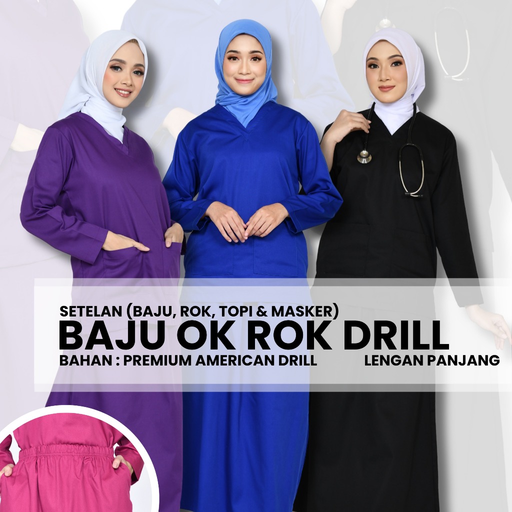 Baju OK ROK DRILL / Baju Jaga / Scrub Medis ROK (DOCHS MEDIC BASIC)