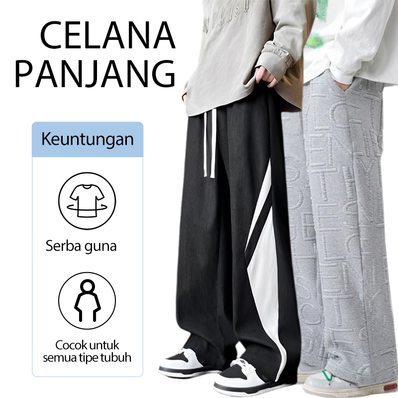 Celana corduroy cargo pria celana panjang pria celana karet celana panjang longgar pria celana kordu
