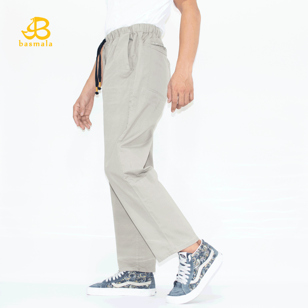 BASMALA - Celana Cingkrang Pria Muslim Celana Sirwal Pria Premium Bahan Twill Stretch Chino Pants