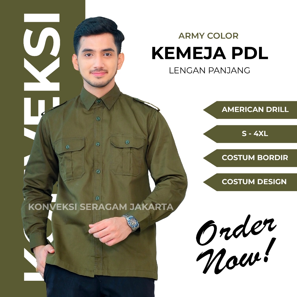 Baju Kemeja PDL Lengan Panjang Seragam Kerja Dinas Lapangan Outdoor Outdor Gunung Komunitas Custom B
