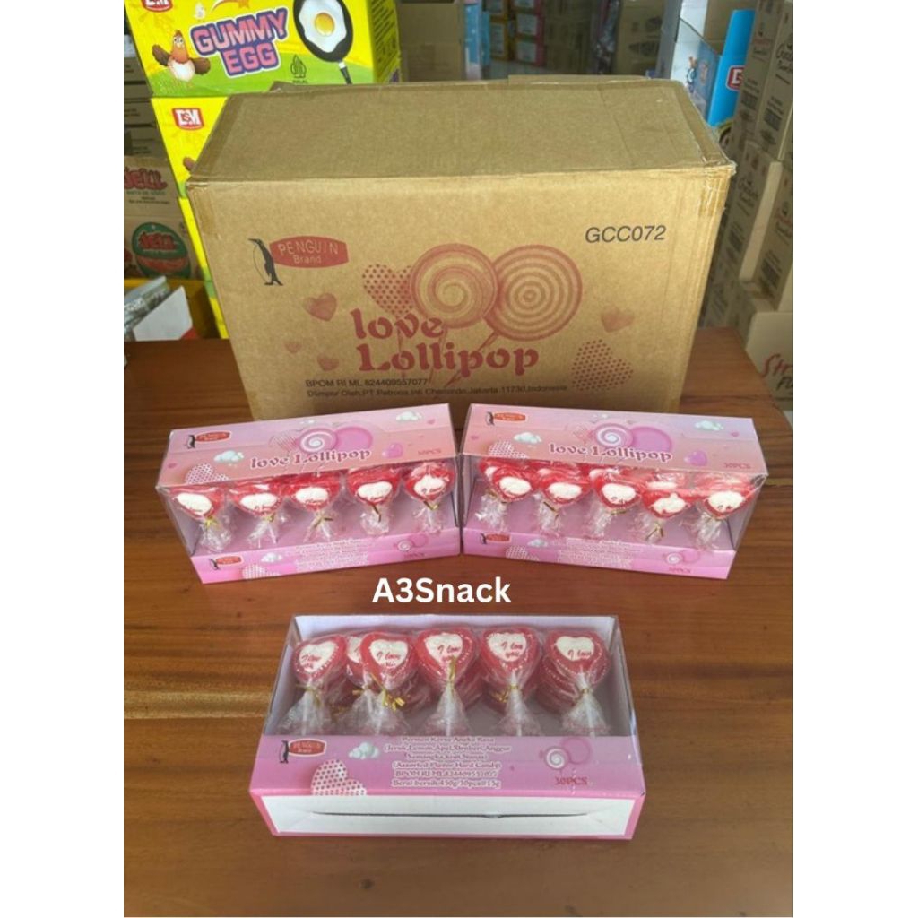 

Permen lollipop love aneka rasa buah 1 box isi 30 pcs
