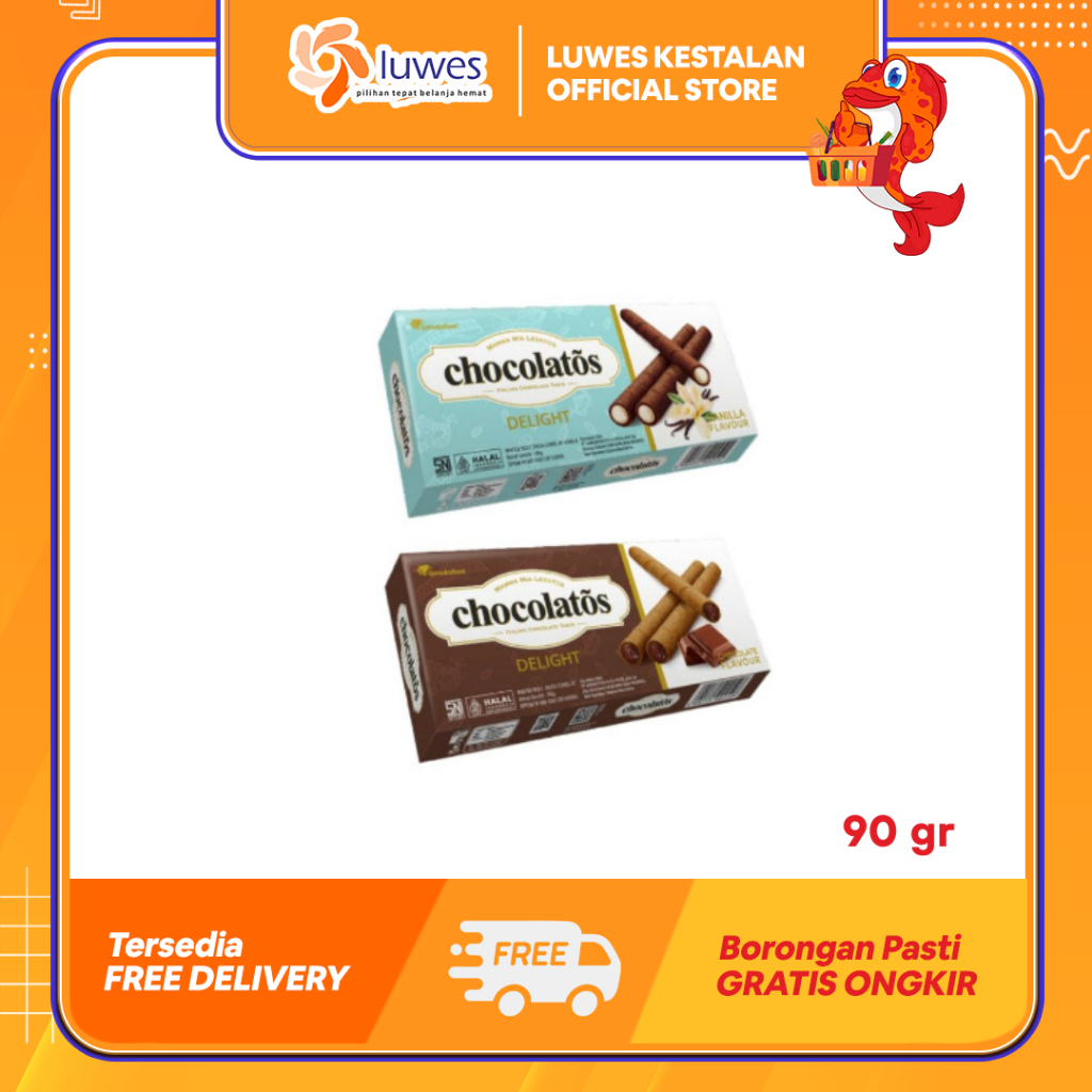 

Chocolatos Delight Wafer Coklat 90gr Chocolate / Vanilla Wafer Yang Renyah & Nikmat