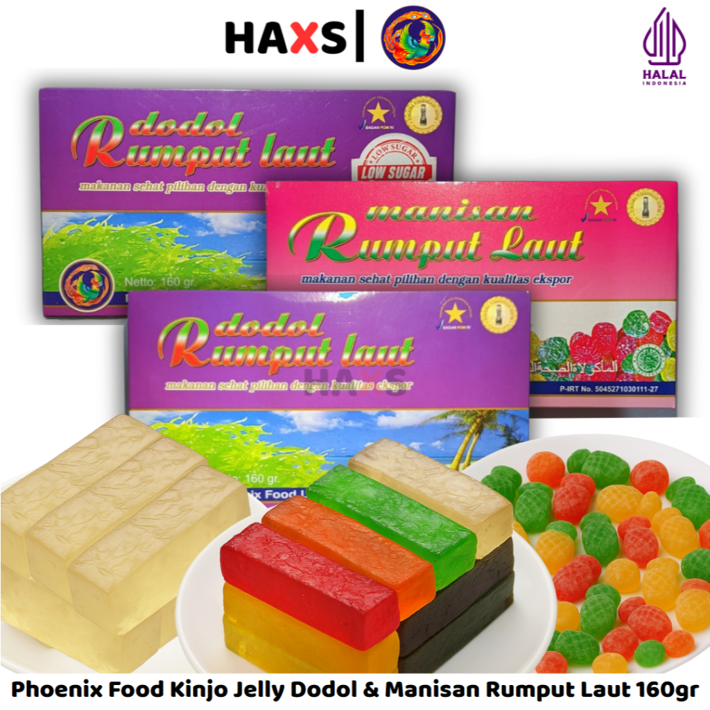 

HAXS Phoenix Food Kinjo Jelly Dodol & Manisan Rumput Laut Ukuran Jumbo 160gr / Kinjo Jelly Dodol Rumput Laut / Kinjo Jelly / Dodol Rumput Laut Khas Lombok