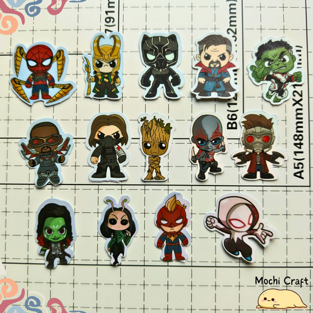

Mini Sticker Pack Superhero | Stiker Vinyl Hologram Tahan Air