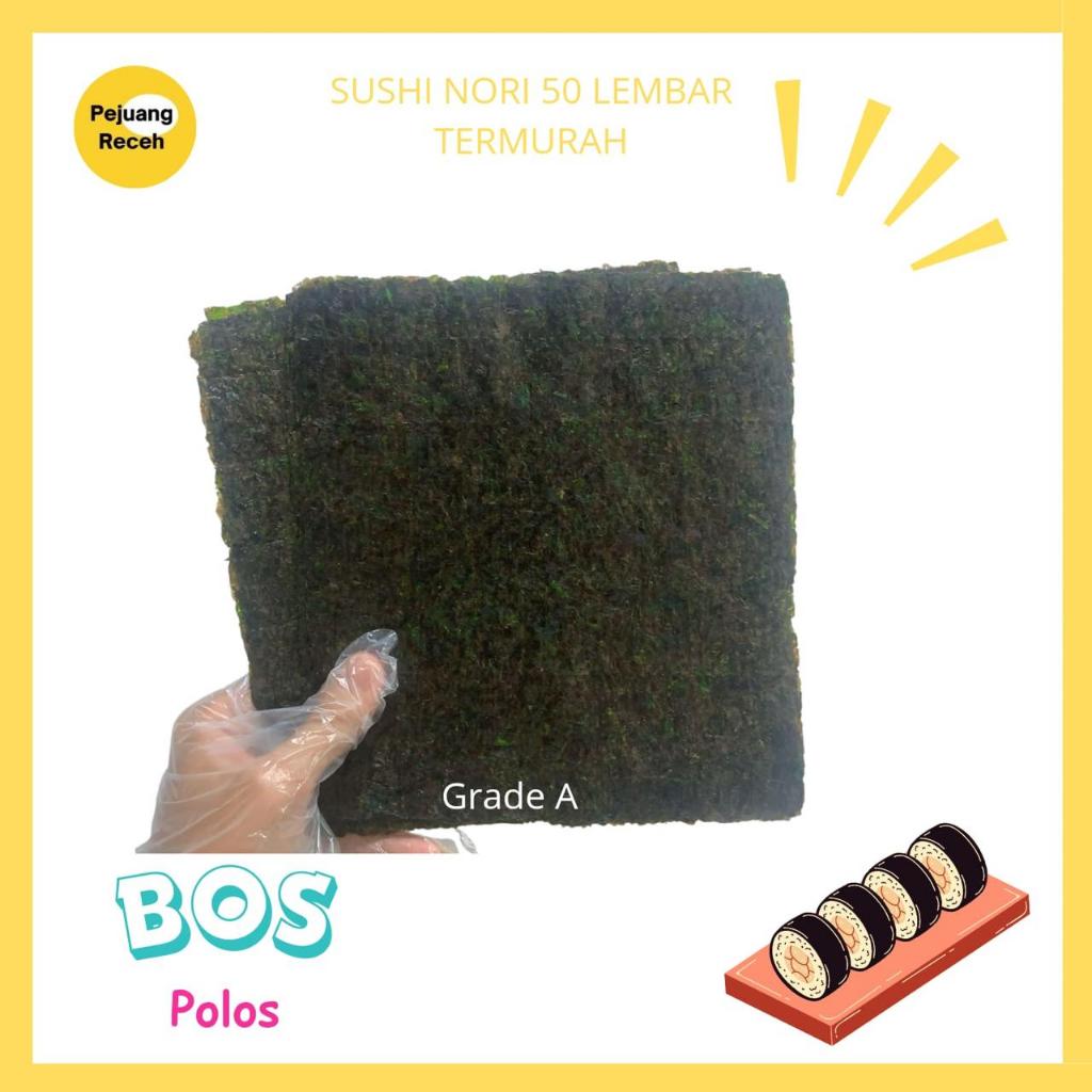 SUSHI NORI 50 SHEETS NORI SUSHI 50 LEMBAR POLOS DRIED SEAWEED RUMPUT LAUT HIJAU GELAP HALAL