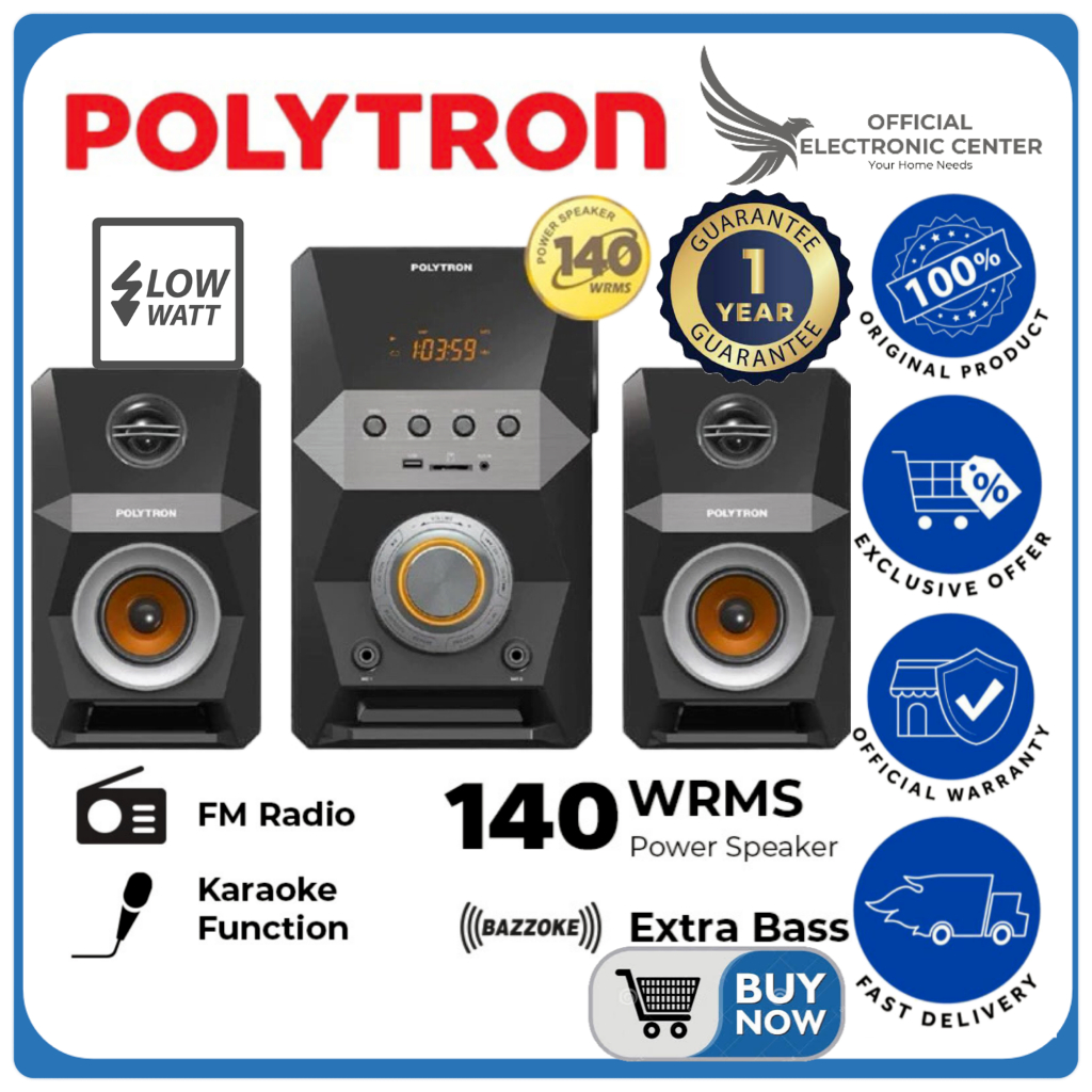 SPEAKER POLYTRON PMA-9522 PMA9522 PMA 9522 MULTIMEDIA SPEAKER AKTIF BLUETOOTH EXTRA BASS POLYTRON SP