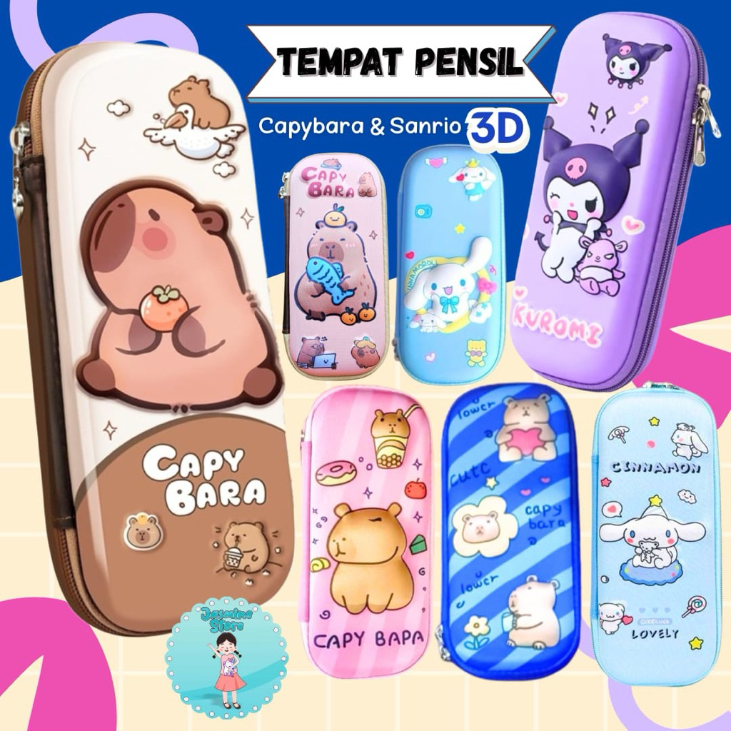 

Tempat pensil anak viral aesthetic 3D timbul Eva motif lucu lucu siap kirim/Kotak pensil capybara unicorn Astronout Dino/Tempat pensil 3D karakter
