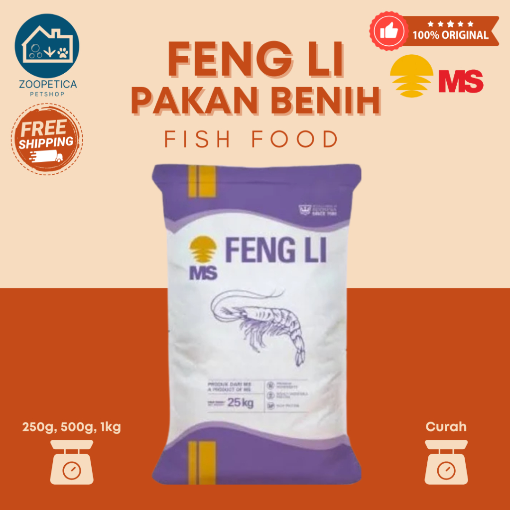 Pakan Benih Ikan Feng Li 0 – Pelet Halus Starter Feed – Untuk Larva Ikan Nila Lele Gurame –  250gr /