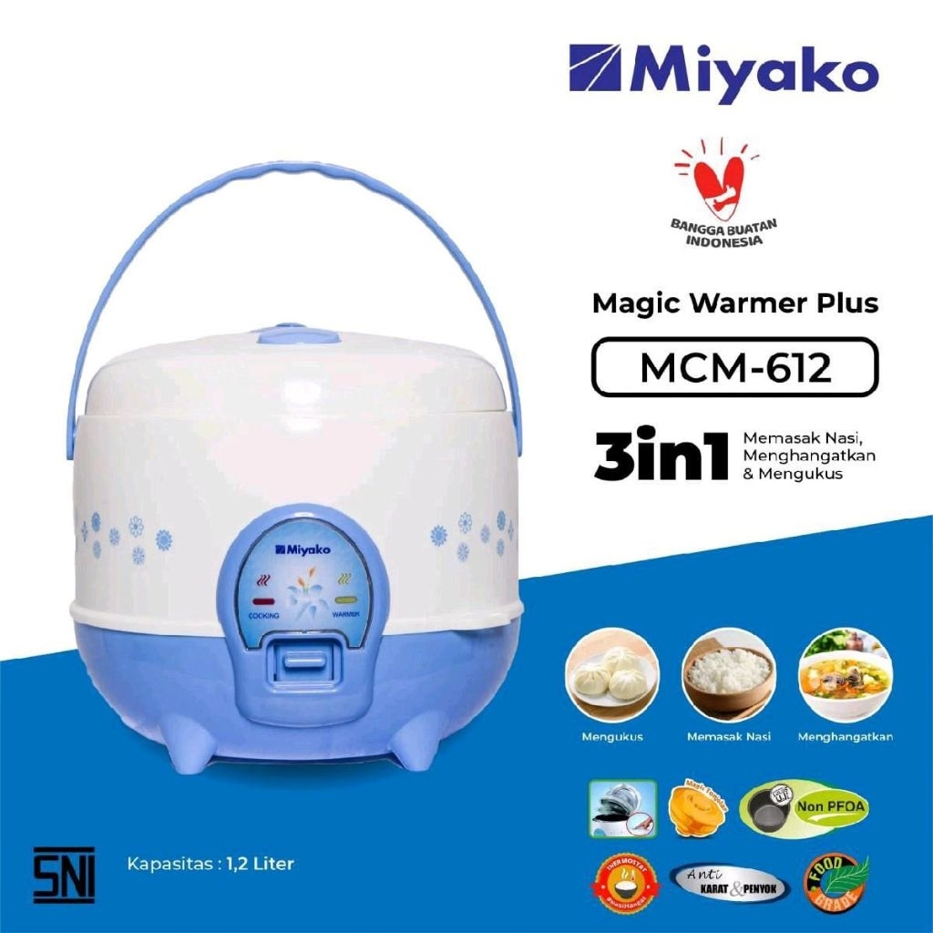 Magic com miyako MCM-612 / Rice cooker miyako mcm612 / Penanak nasi 1,2 liter Miyako Mcm 612 / Miyak