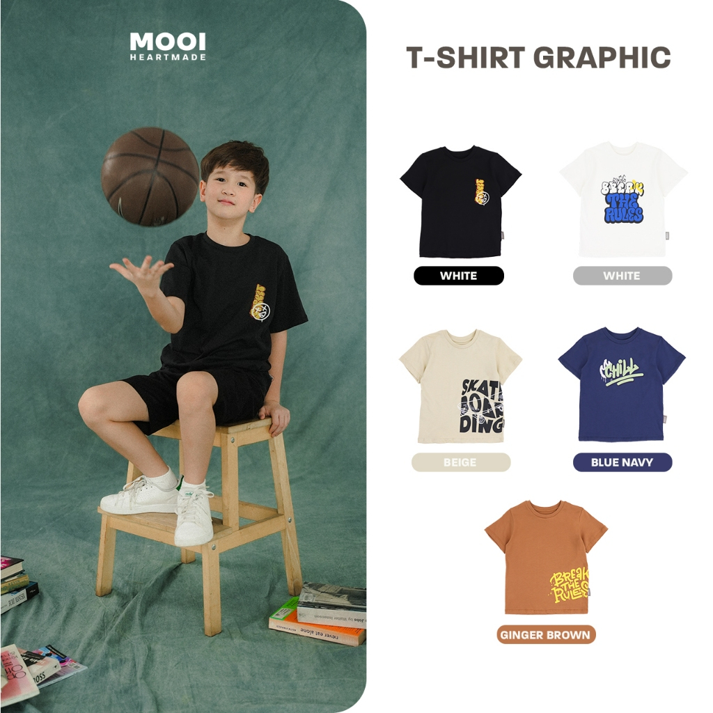 Mooi Kaos Anak Unisex T-shirt Graphic/Atasan Anak Perempuan
