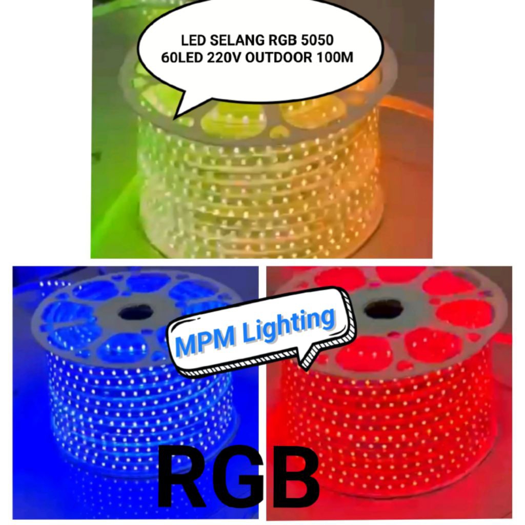 LED Selang RGB 5050 60LED 220V Outdoor/ Strip Light Selang Warna Warni 5050 60mata 220V 100M
