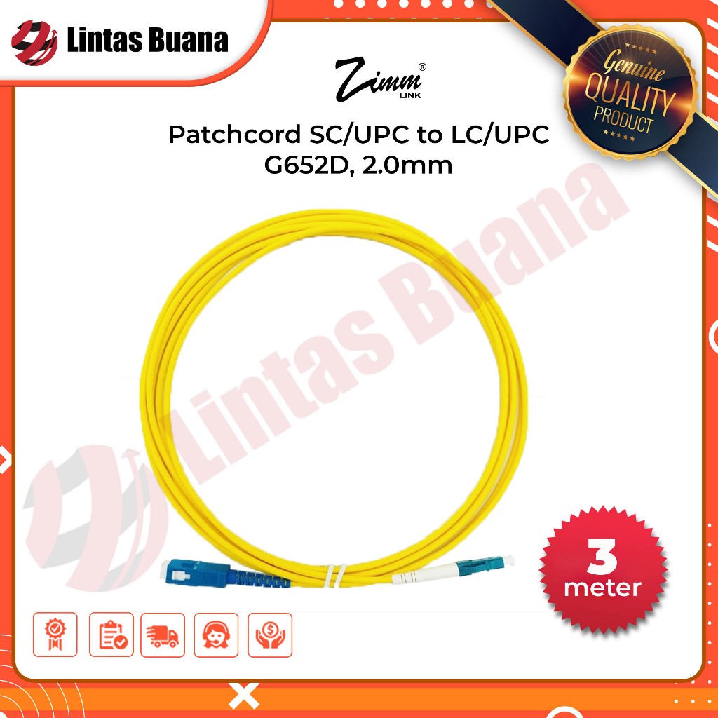 Zimmlink Patch Cord Cable SC UPC  to LC UPC Single Mode Simplex  G652D 2.0mm | SC-LC | SC LC
