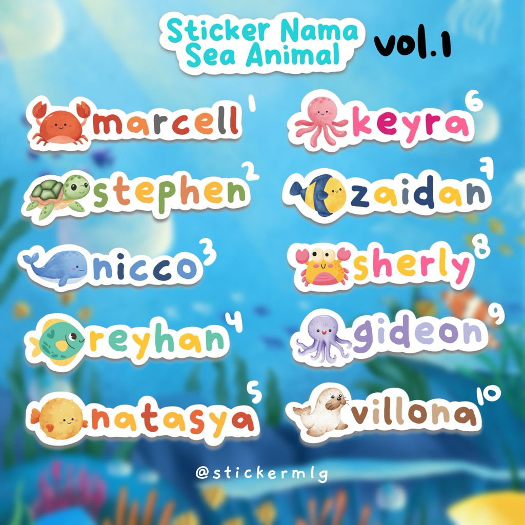 

STICKER LABEL NAMA PALETTE SEA ANIMAL VOL 1