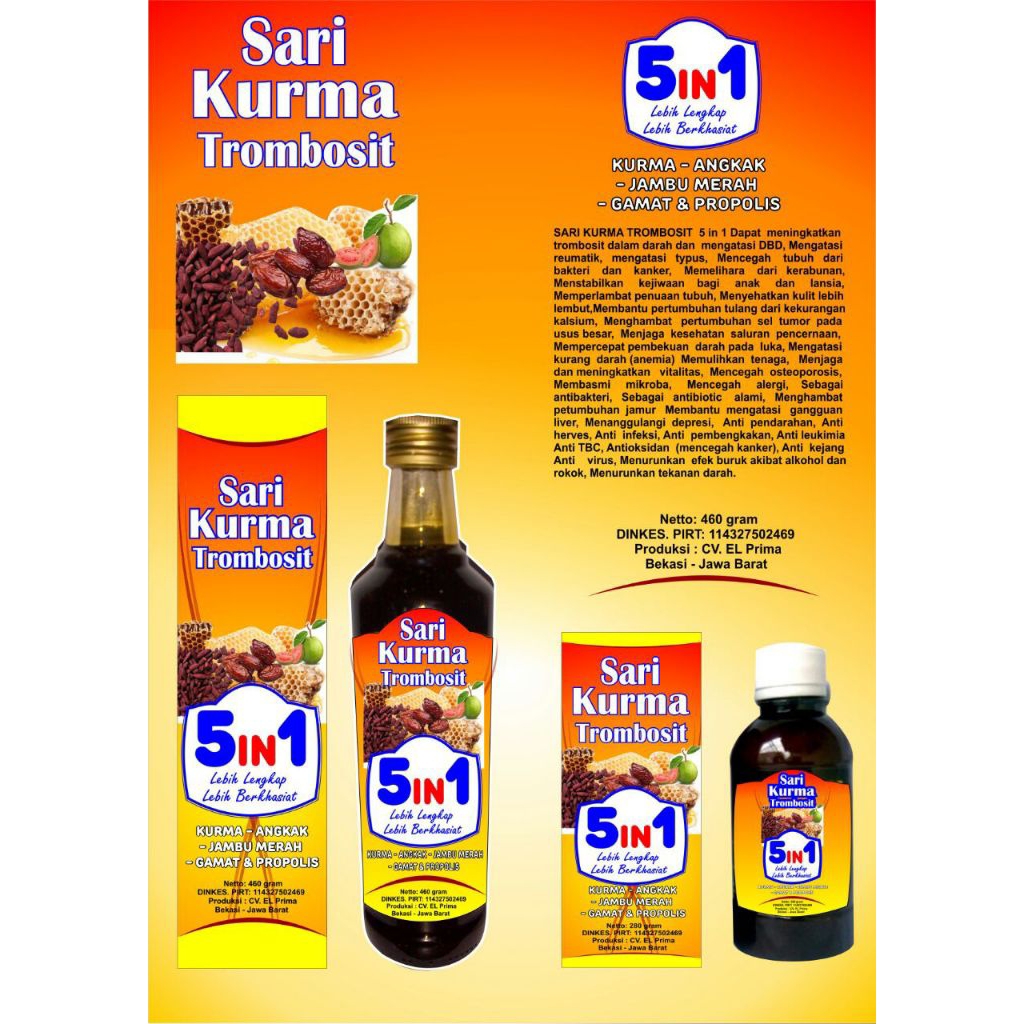 

Sari Kurma Madu Angkak menaikkan trombosit untuk tifus dan DBD