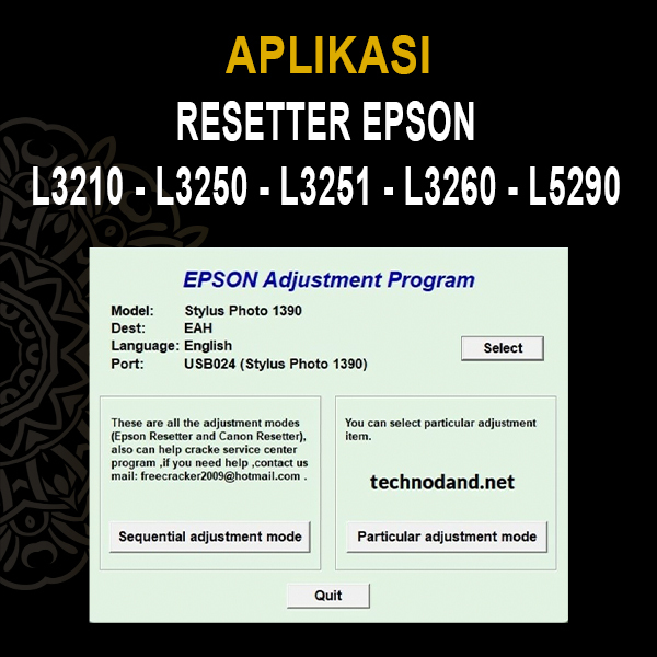 Aplikasi Resetter Epson L3210-L3250- L3251 -L3260-L5290