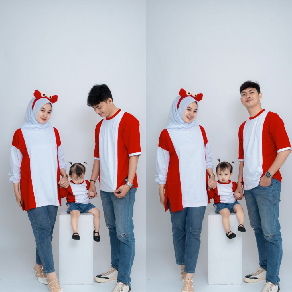 Set family agustusan/set kemerdekaan/couple merah putih/kaos couple merah putih/kaos agustusan