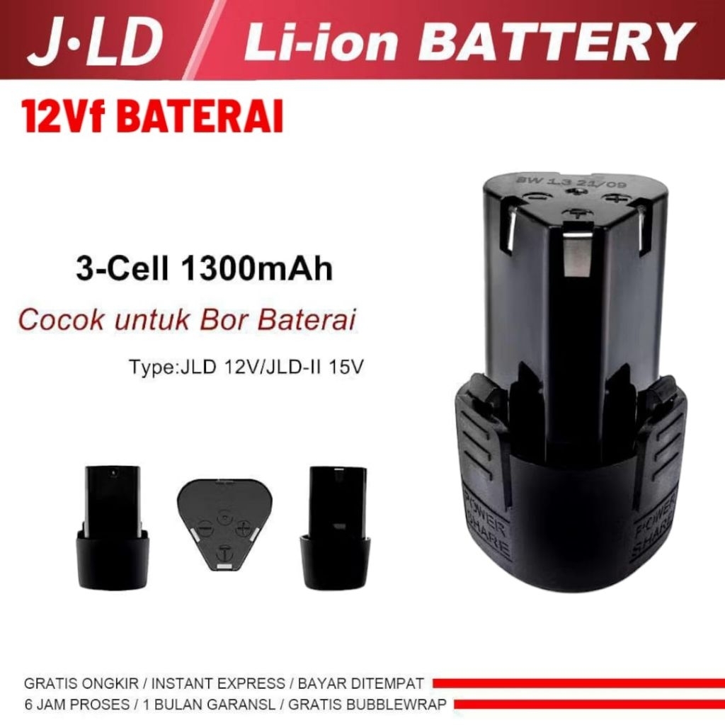 Baterai Bor JLD 12V 3Cell 1300mAh Baterai Bor 12V Baterai Bor Gerinda Potong Rumput mini Cas