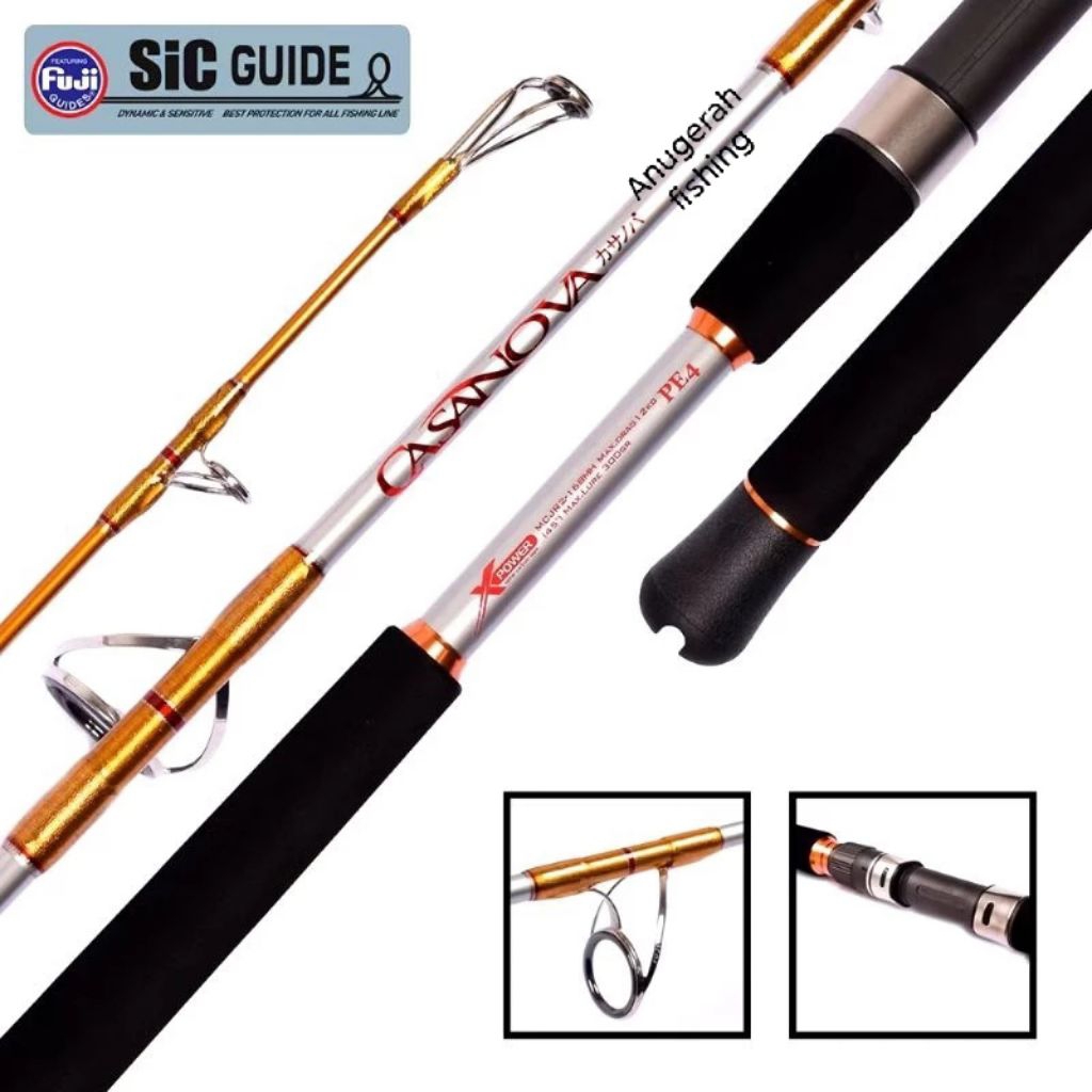 Joran MAGURO CASANOVA 168 | Ring Fuji SiC + Seat | PE 4-6-8 | Heavy Jigging Laut | alat pancing orig