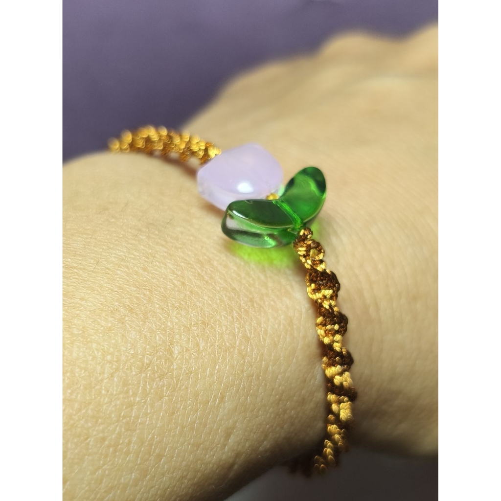 SAMKEST - GELANG BRONZE TULIP, WARNA BRONZE, TULIP TALI GIOK SHINEE, TALI GIOK SHINEE, GELANG GIOK T