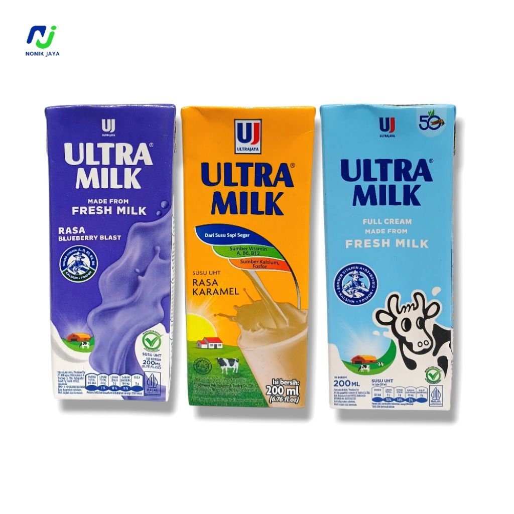 

( PAKET 5 PCS SUSU UHT ) Ultra Milk Susu UHT Kemasan 200ML All Varian