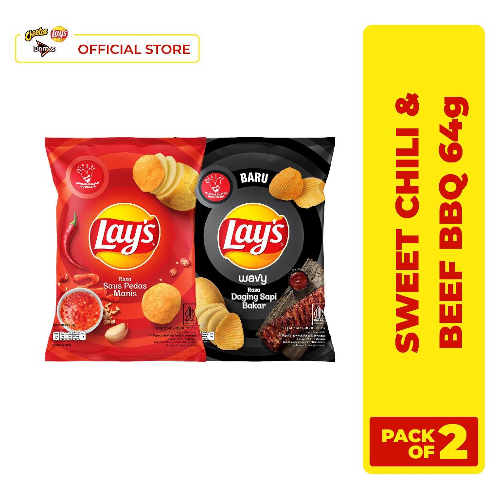 

Lay's Sweet Chili & Lay's Wavy Beef BBQ 64gr - Pack of 2