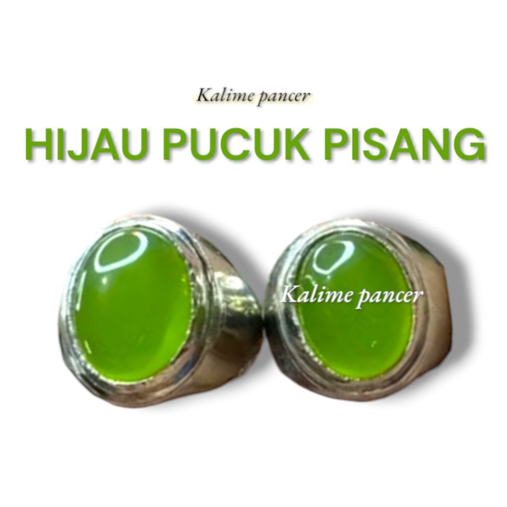 Cincin batu akik hijau sungai dareh pucuk pisang giwang super - Ring alpaka super