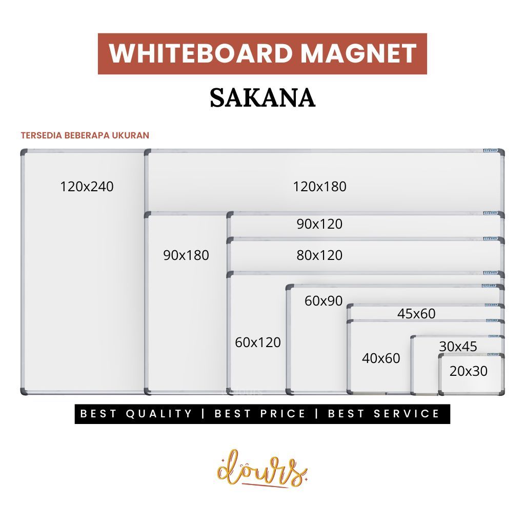

White Board Papan Tulis SAKANA Spidol Magnet Murah 80x120 90x120 90x180 120x180 120x240 Custom