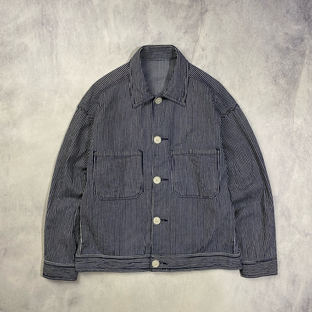 GU by Uniqlo Hickory Chef Work Jacket Casual Harrington Work Jacket