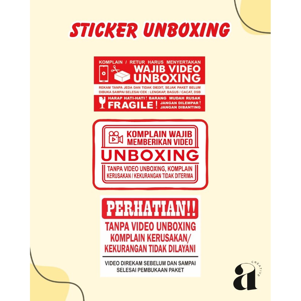

sticker unboxing paket murah ukuran 8,5cm x 5cm
