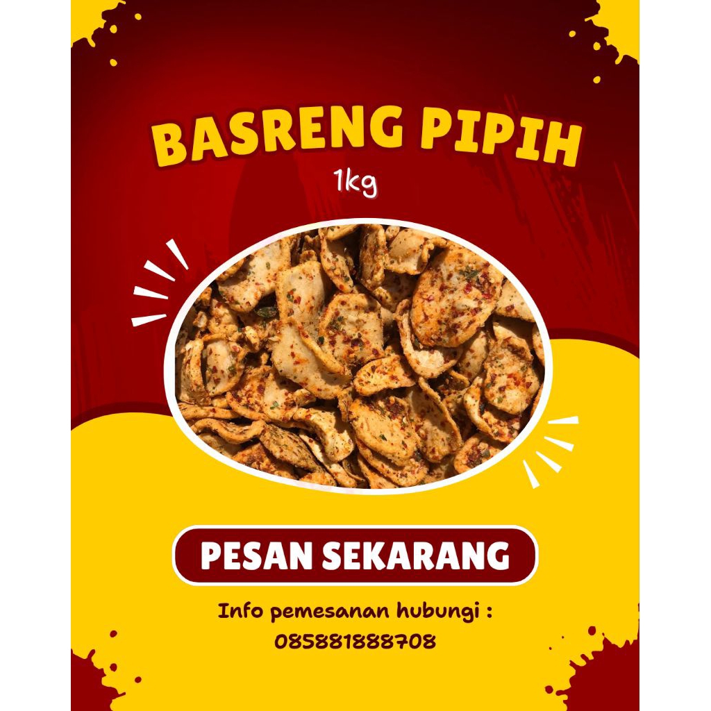 

camilan home made basreng pipih basreng koin pedas daun jeruk kemasan 1kg