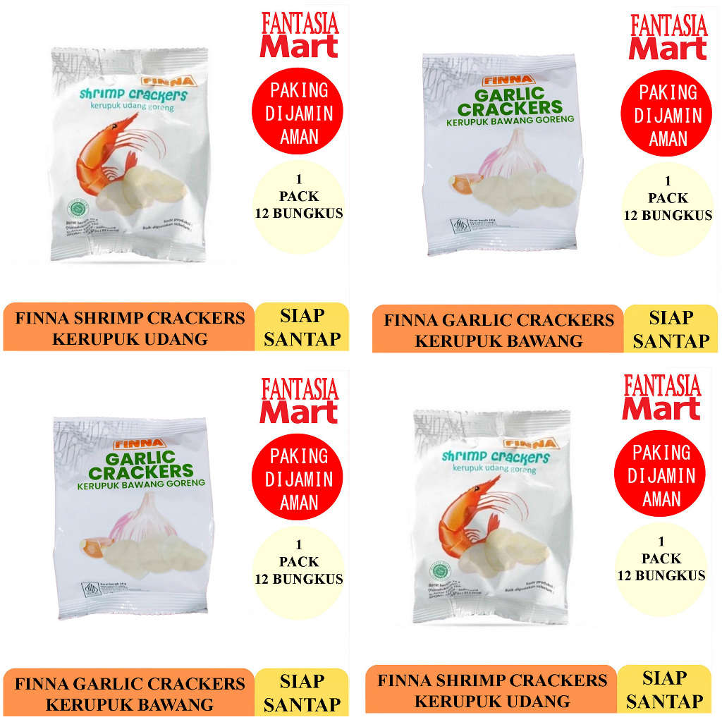 

FINNA CRACKERS KERUPUK GORENG SIAP SANTAP PACK 12 PCS FANTASIA DENGAN PAKING AMAN