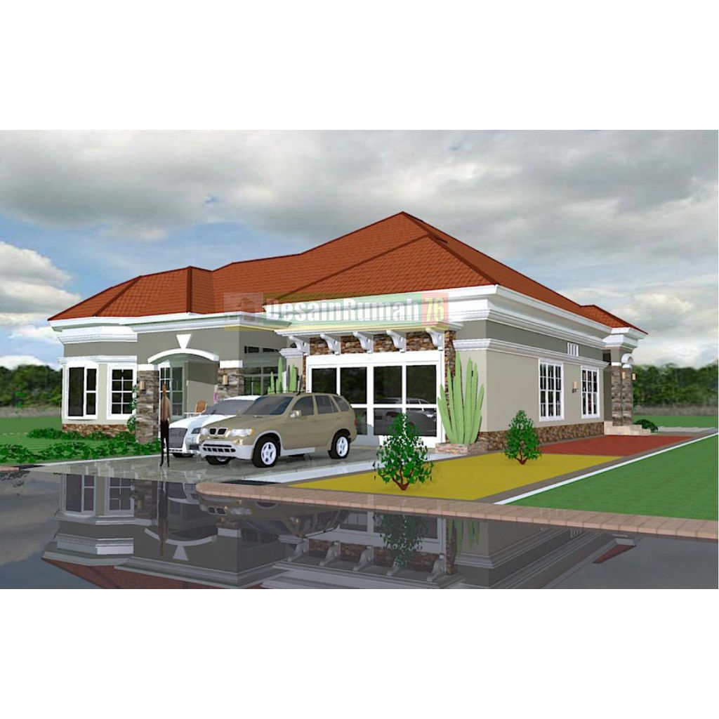 Rumah klasik modern 5 kamar tidur, jasa desain rumah 3D sketchup.