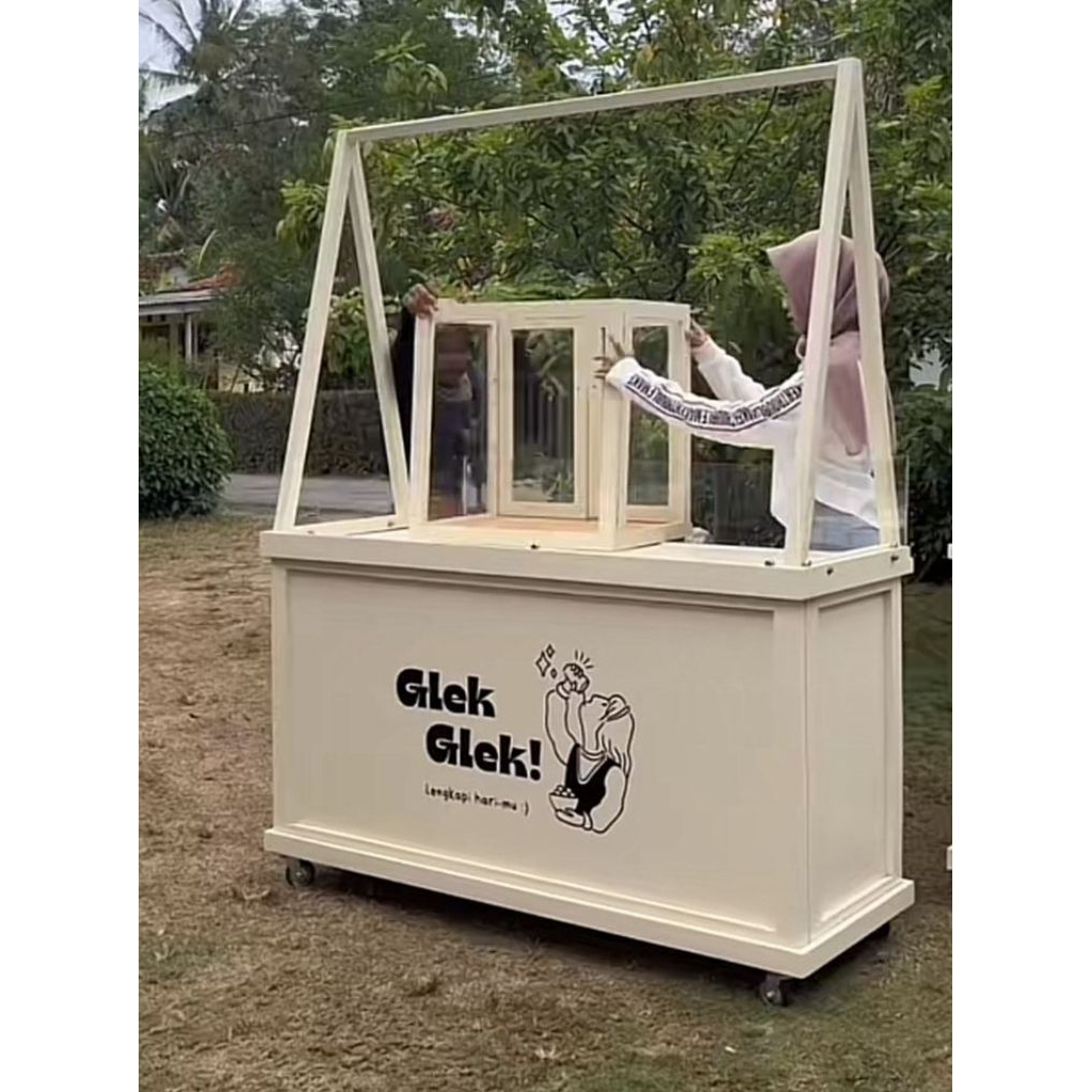 booth kekiniyn bhn kayu jati landa bisa portable